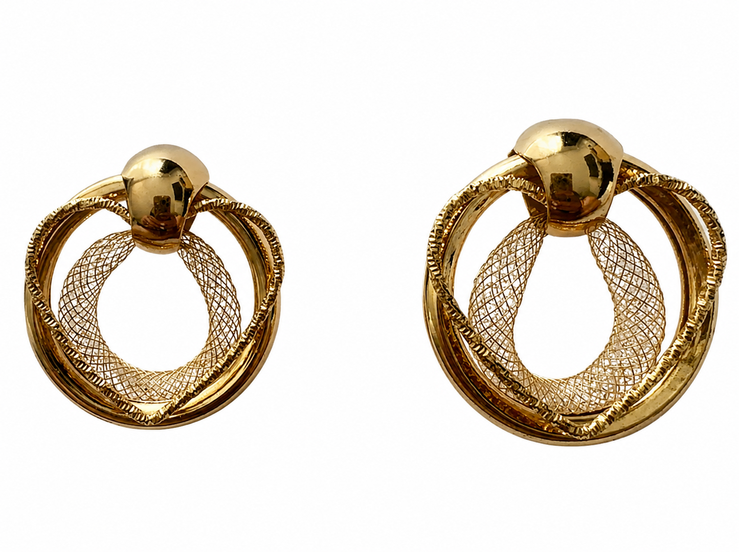 Golden Mesh Hoop Earrings