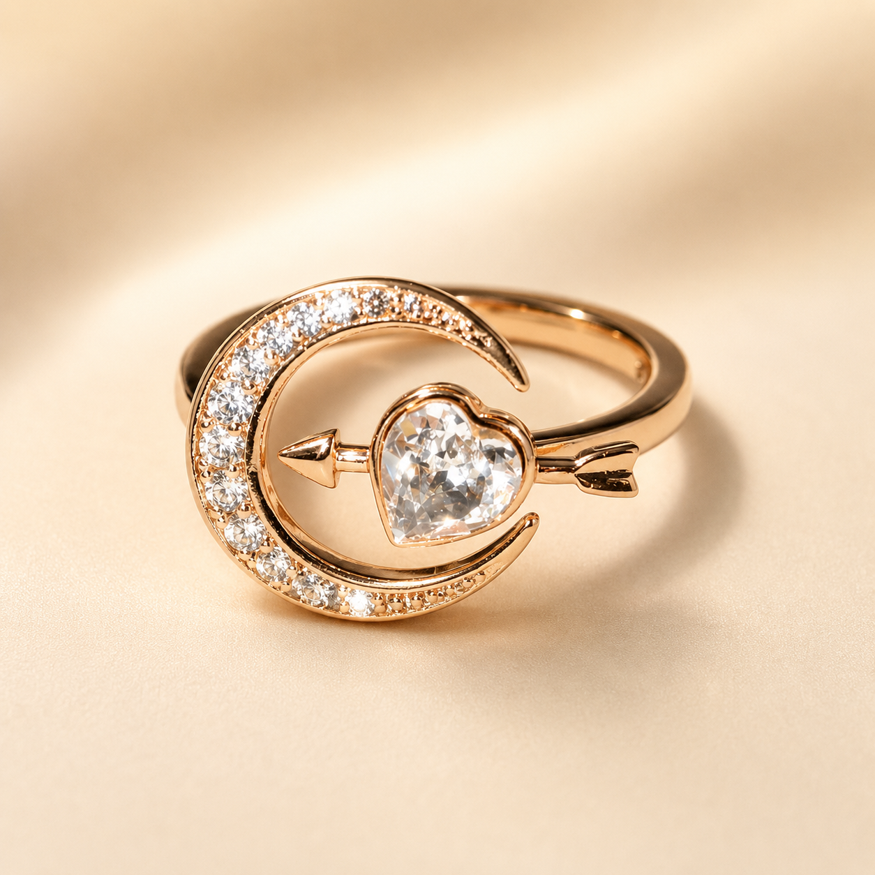 Cupid Moon Heart Ring