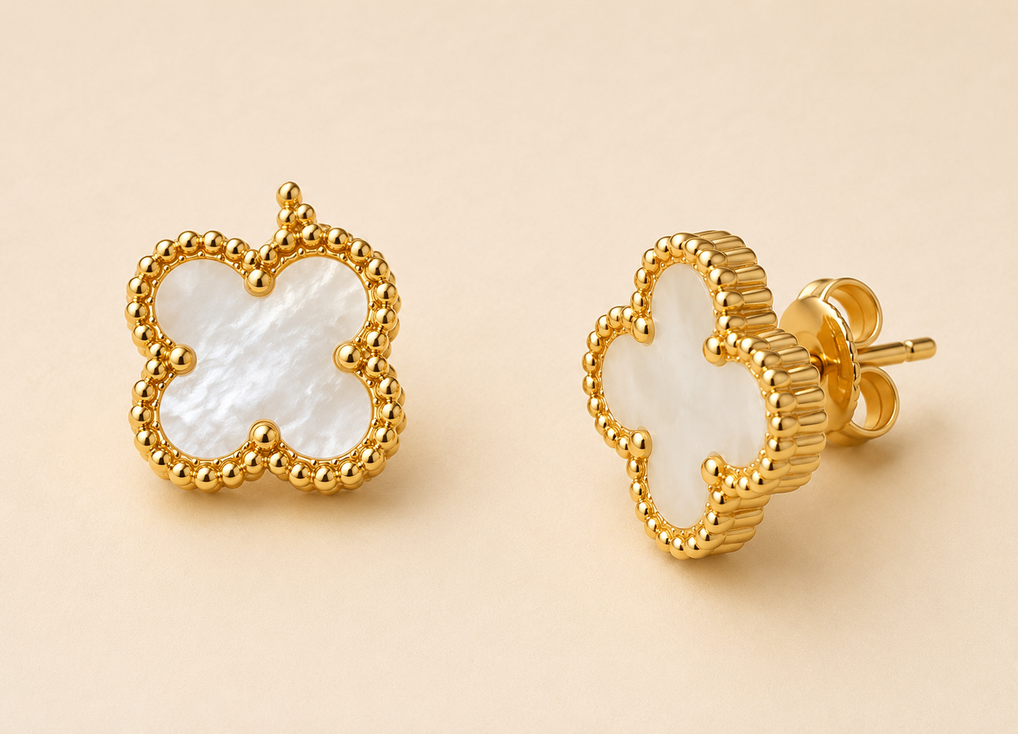 White Clover Stud Earrings