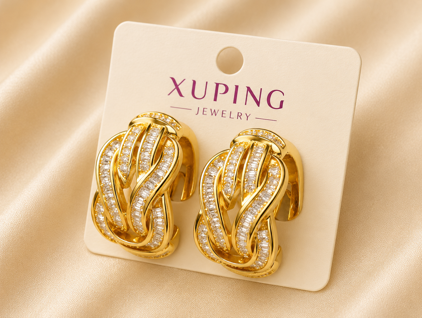 Luxury Crystal Knot Hoop Earrings