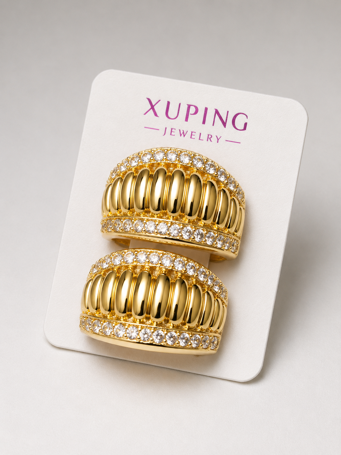 Royal Crystal Dome Hoop Earrings