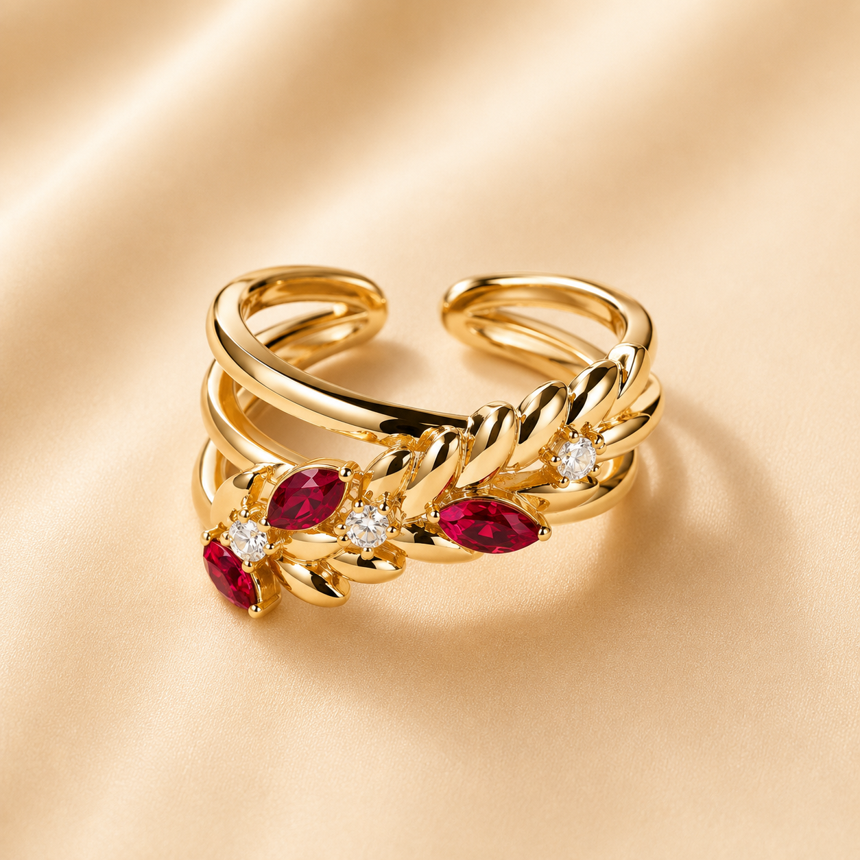 Ruby Vine Adjustable Ring