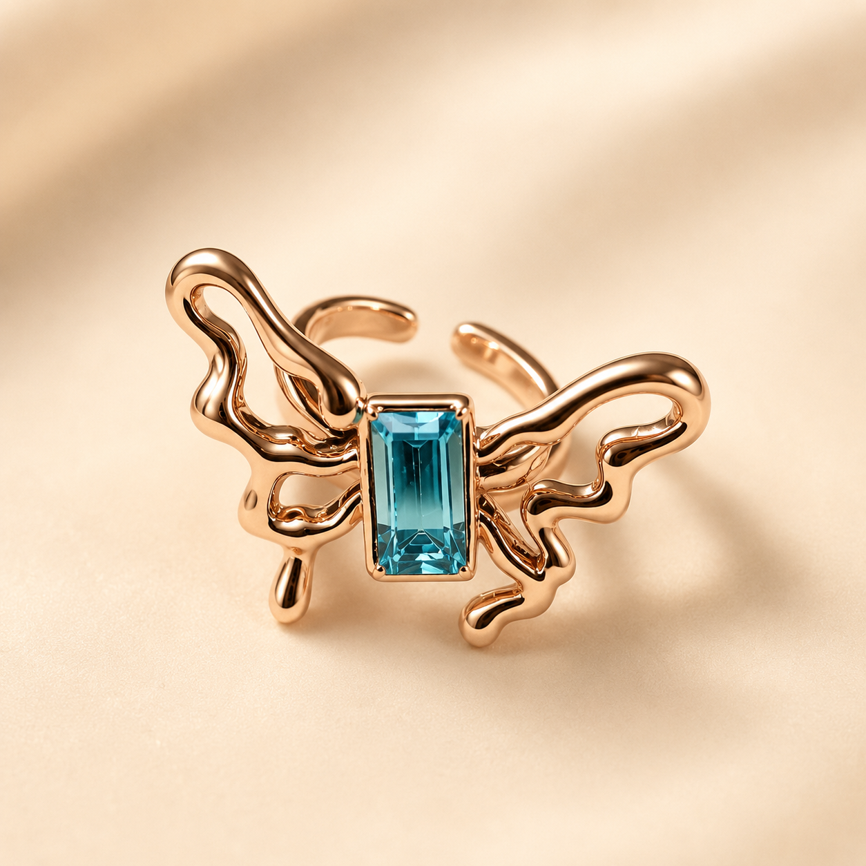 Azure Butterfly Adjustable Ring