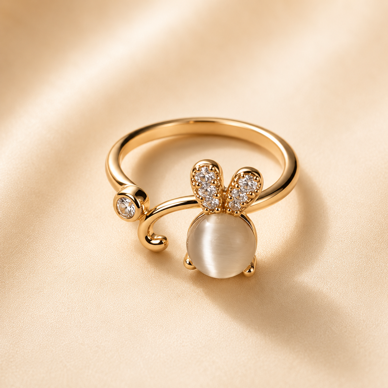 Bunny Pearl Adjustable Ring