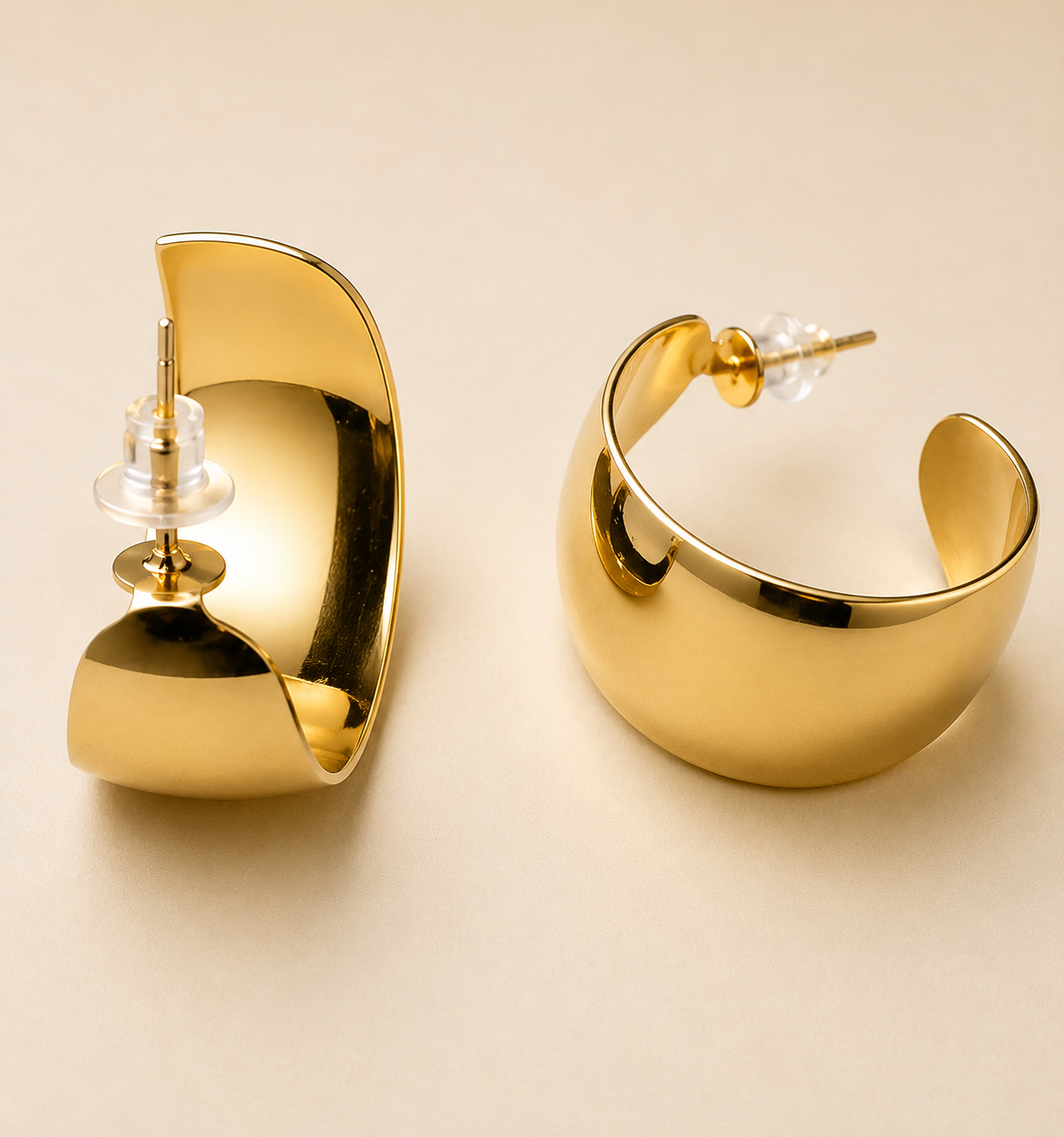 Gold Wide Hoop Earrings