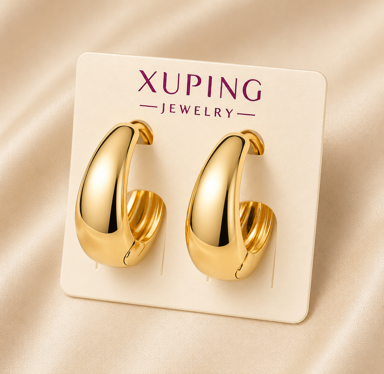 Chunky Gold Dome Hoop Earrings