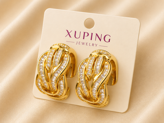Luxury Crystal Knot Hoop Earrings