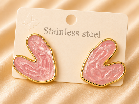 Blush Heart Stud Earrings