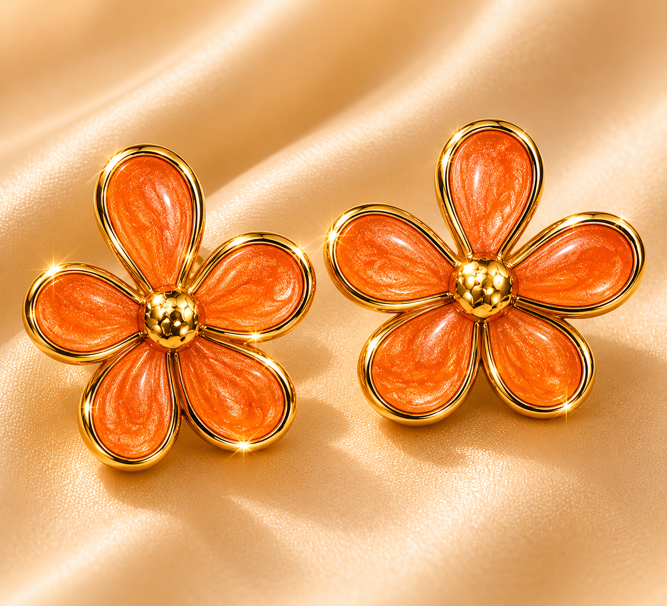 Sunset Bloom Flower Stud Earrings