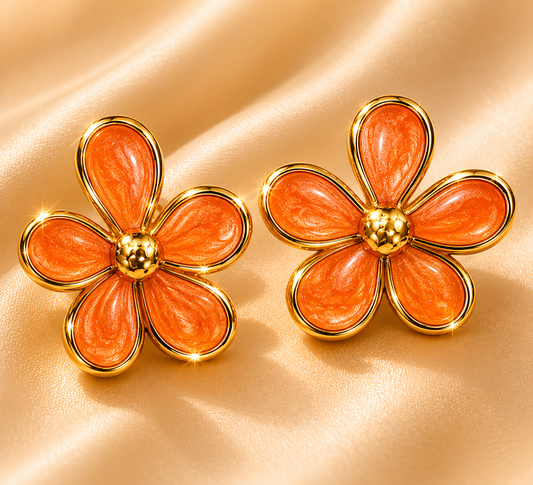 Sunset Bloom Flower Stud Earrings
