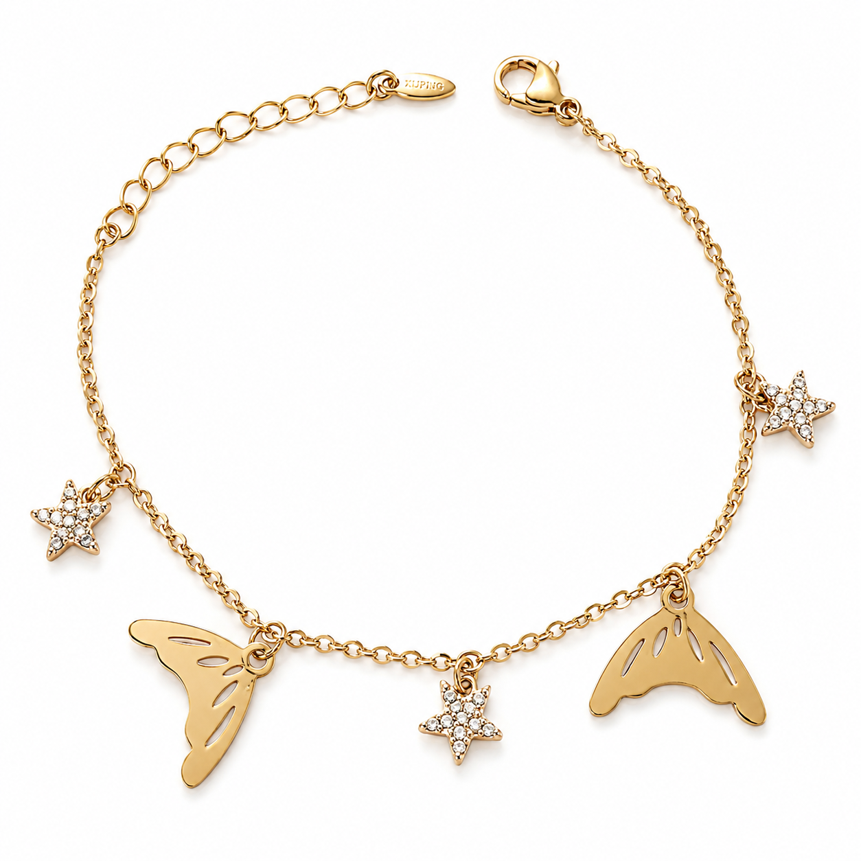 Butterfly Wing & Star Charm Anklet