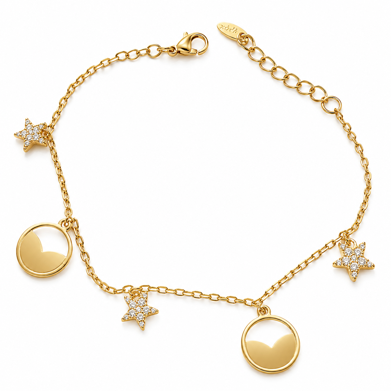 Celestial Disc & Star Charm Anklet