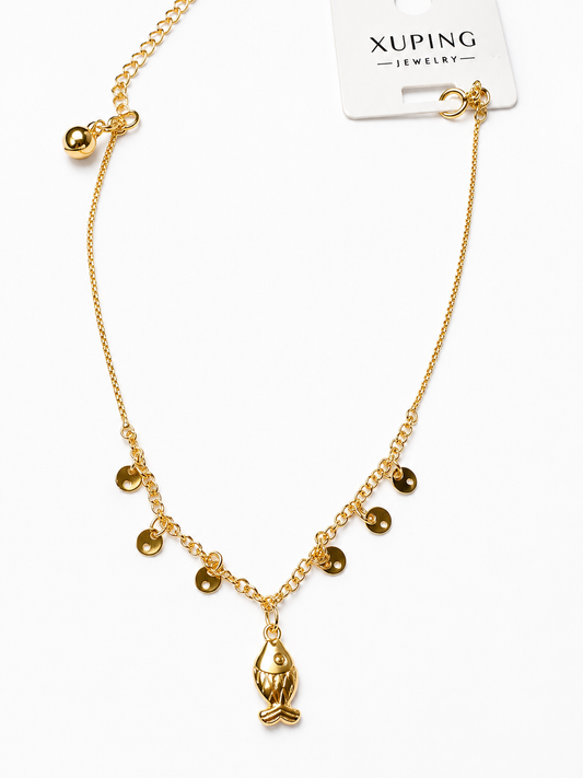 Gold Fish Charm Necklace